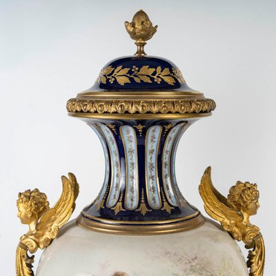 Napoleon III Covered Vases from Sèvres, Set of 2-WFS-2027350