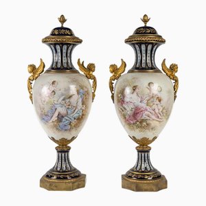 Napoleon III Covered Vases from Sèvres, Set of 2-WFS-2027350