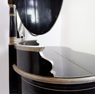 Napoleon III Dressing Table in Black Lacquered Wood and 3 Mirrors, 1960s, Set of 2-NYF-2036212