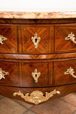 Napoleon III French Chest of Drawers in Exotic Wood with Marble Top, 19th Century-KKK-1746717