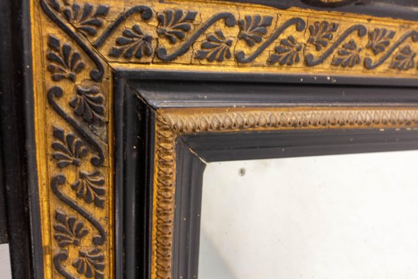 Napoleon III French Wood Wall Mirror in Gold & Black, 1880s-RIU-1815744