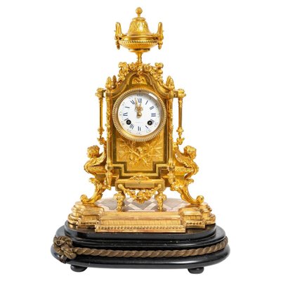 Napoleon III Gilt Bronze Clock, 1800s-WFS-1342793