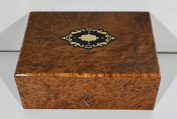 Napoleon III Jewelry Box in Burl Cedar, Late 19th Century-RVK-1420561