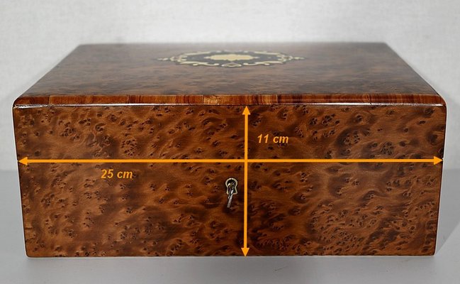 Napoleon III Jewelry Box in Burl Cedar, Late 19th Century-RVK-1420561