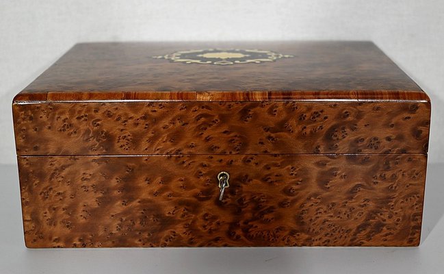 Napoleon III Jewelry Box in Burl Cedar, Late 19th Century-RVK-1420561