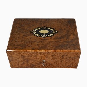 Napoleon III Jewelry Box in Burl Cedar, Late 19th Century-RVK-1420561