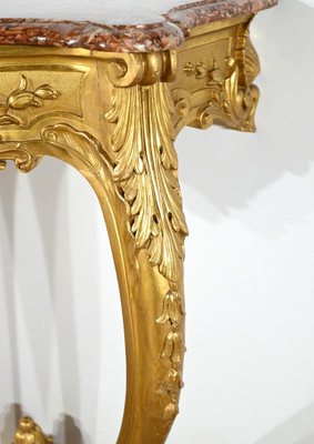 Napoleon III Louis XV Style Wall Console in Gilded Wood, Mid-19th Century-RVK-1783239