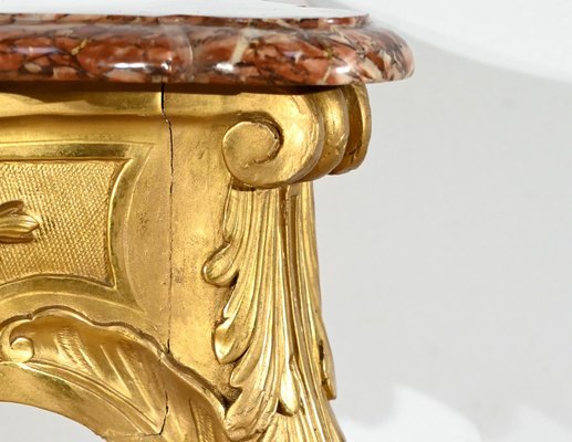 Napoleon III Louis XV Style Wall Console in Gilded Wood, Mid-19th Century-RVK-1783239