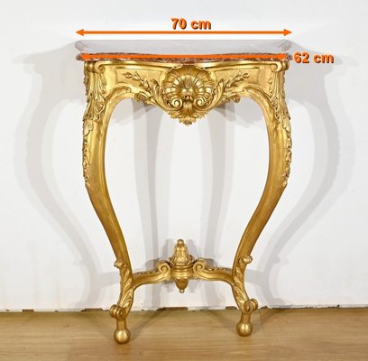 Napoleon III Louis XV Style Wall Console in Gilded Wood, Mid-19th Century-RVK-1783239