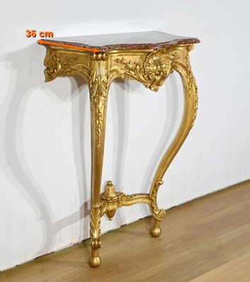 Napoleon III Louis XV Style Wall Console in Gilded Wood, Mid-19th Century-RVK-1783239