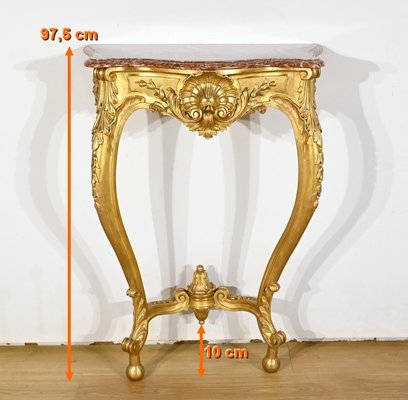 Napoleon III Louis XV Style Wall Console in Gilded Wood, Mid-19th Century-RVK-1783239