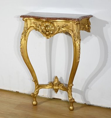 Napoleon III Louis XV Style Wall Console in Gilded Wood, Mid-19th Century-RVK-1783239