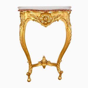 Napoleon III Louis XV Style Wall Console in Gilded Wood, Mid-19th Century-RVK-1783239