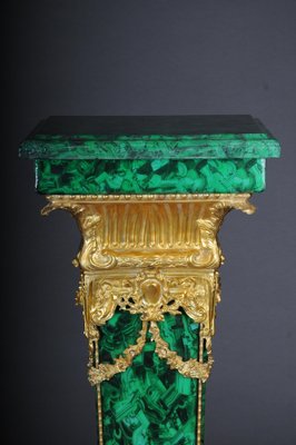 Napoleon III Marble Column with Malachite Bronze-FLW-1401736