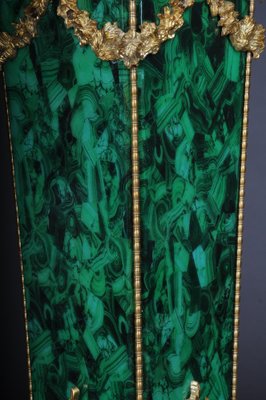 Napoleon III Marble Column with Malachite Bronze-FLW-1401736