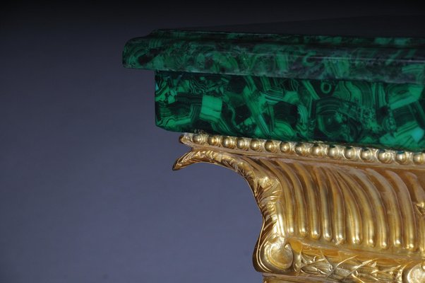 Napoleon III Marble Column with Malachite Bronze-FLW-1401736