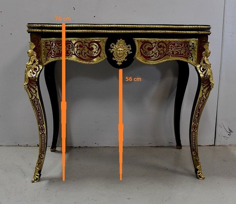 Napoleon III Marquetry Boulle Game Table, 19th Century-RVK-1438329