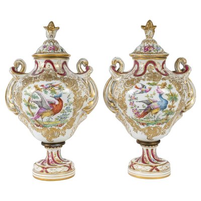 Napoleon III Porcelain Covered Vases, Set of 2-WFS-2027352