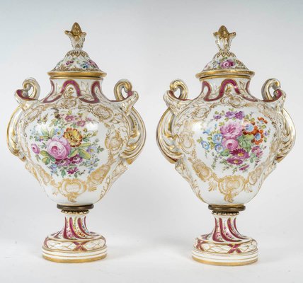 Napoleon III Porcelain Covered Vases, Set of 2-WFS-2027352