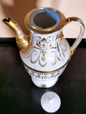 Napoleon III Porcelain De Paris Chocolate Teapot with Pure Gold Decorations-QRS-1091466