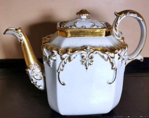 Napoleon III Porcelain of Paris Teapot with Pure Gold Decorations-QRS-1072854