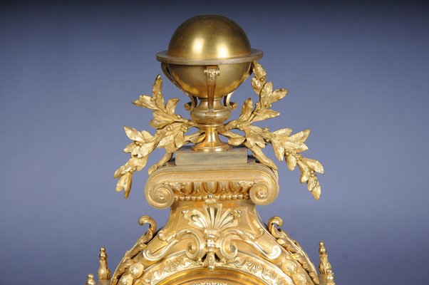 Napoleon III Royal Fire-Gilded Mantel Clock, Paris, France, 1870s-FLW-1767319