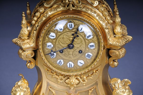 Napoleon III Royal Fire-Gilded Mantel Clock, Paris, France, 1870s-FLW-1767319