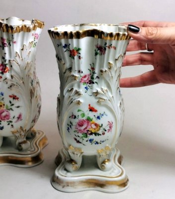 Napoleon III Shaped Vases from Porcelaine De Paris, Set of 2-QRS-1228858