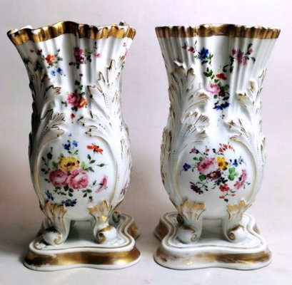 Napoleon III Shaped Vases from Porcelaine De Paris, Set of 2-QRS-1228858