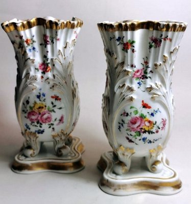 Napoleon III Shaped Vases from Porcelaine De Paris, Set of 2-QRS-1228858