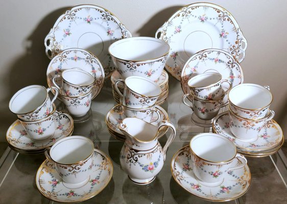 Napoleon III Style Porcelain Coffee Service Set, Set of 28-QRS-1286993