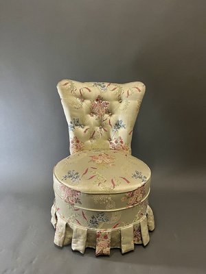 Napoleon III Toad Chair in Embroidered Silk, 1920s-EK-1703167