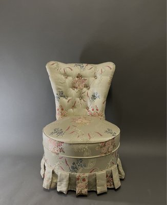 Napoleon III Toad Chair in Embroidered Silk, 1920s-EK-1703167