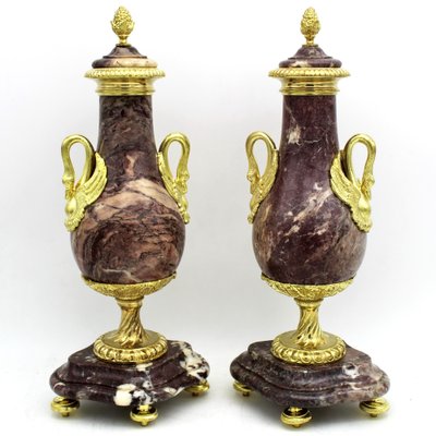 Napoleon III Vases in Golden Bronze and Marble, 19th Century, Set of 2-UMS-1719907