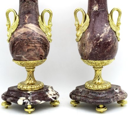 Napoleon III Vases in Golden Bronze and Marble, 19th Century, Set of 2-UMS-1719907