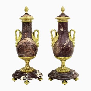 Napoleon III Vases in Golden Bronze and Marble, 19th Century, Set of 2-UMS-1719907