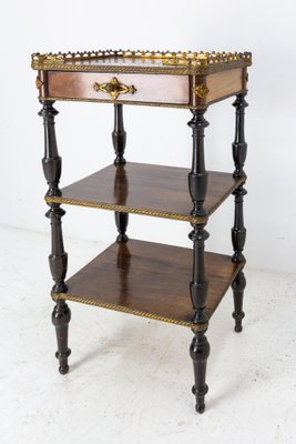 Napoleon III Walnut and Brass Side Table, France, 1880s-RIU-1329329