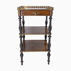 Napoleon III Walnut and Brass Side Table, France, 1880s-RIU-1329329