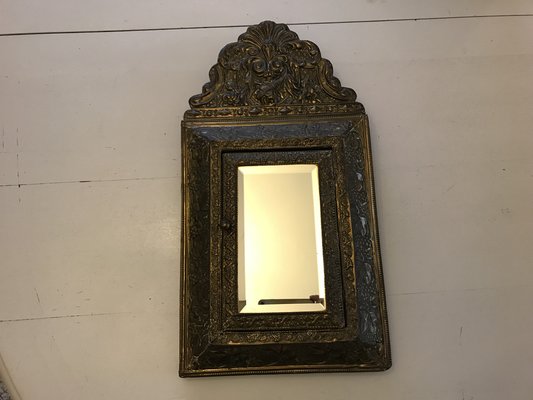 Napoleonic Era Brass Cabinet with Beveled Mirror and Brushes, 1920s-WQQ-1763640