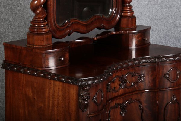 Narrow Chest of Drawers in Mahogany with Cast Iron Candlesticks and Mirror, 1860s-DXD-1790787