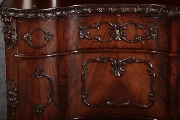 Narrow Chest of Drawers in Mahogany with Cast Iron Candlesticks and Mirror, 1860s-DXD-1790787