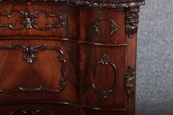 Narrow Chest of Drawers in Mahogany with Cast Iron Candlesticks and Mirror, 1860s-DXD-1790787