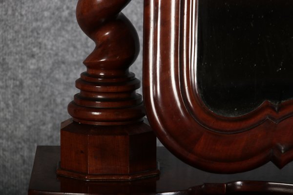 Narrow Chest of Drawers in Mahogany with Cast Iron Candlesticks and Mirror, 1860s-DXD-1790787