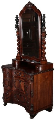 Narrow Chest of Drawers in Mahogany with Cast Iron Candlesticks and Mirror, 1860s-DXD-1790787