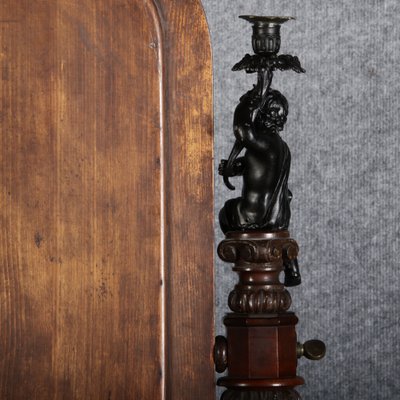 Narrow Chest of Drawers in Mahogany with Cast Iron Candlesticks and Mirror, 1860s-DXD-1790787