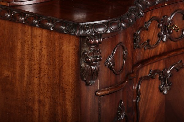 Narrow Chest of Drawers in Mahogany with Cast Iron Candlesticks and Mirror, 1860s-DXD-1790787