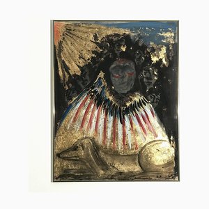 Native American Chief, 20th Century, Oil on Canvas-DKC-1790481