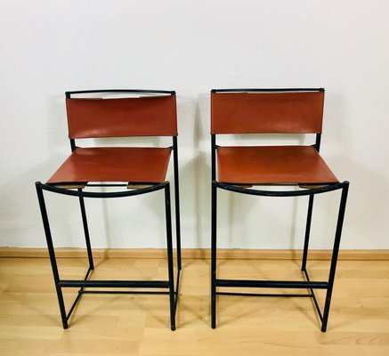 Natural Leather Barstools by G. Belotti for Alias, 1970s, Italy, Set of 2-PUK-1092451