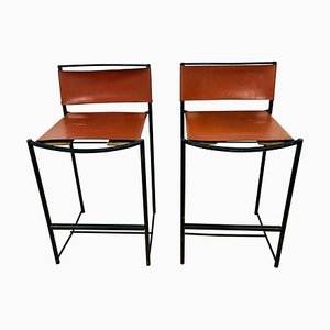 Natural Leather Barstools by G. Belotti for Alias, 1970s, Italy, Set of 2-PUK-1092451