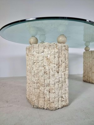 Natural Mactan Stone Dining Table with Glass Top, 1980s-GNW-1738283